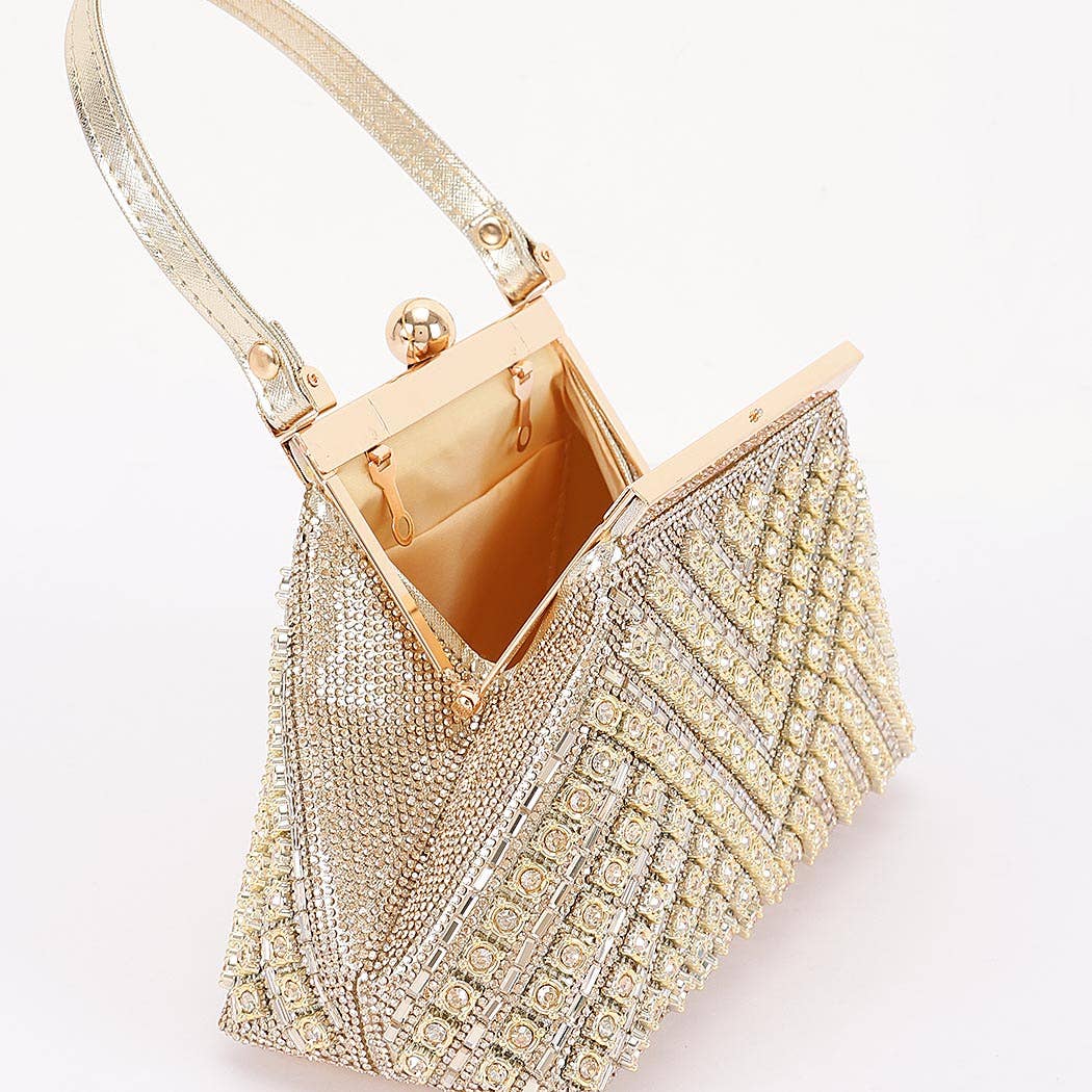 Rhinestone Party Clutch - Gold