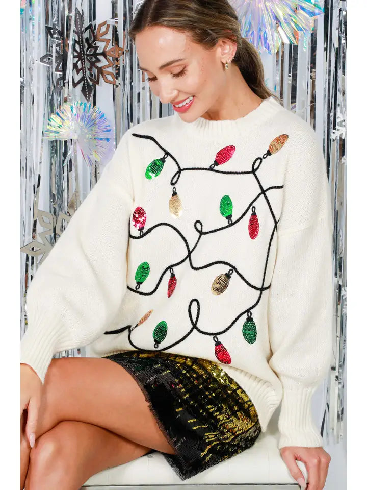 Christmas-Light Embellishment Sweater