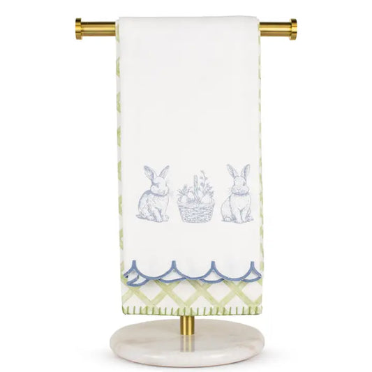 Morgan Bunny Trellis Hand Towels White/Green/Blue 20x28
