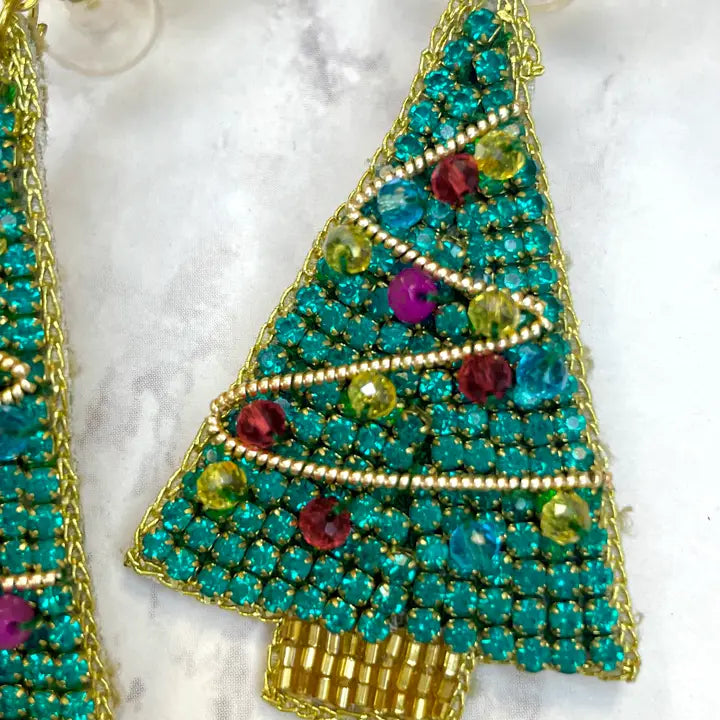 Holiday Christmas Green Christmas Tree Earrings Jewelry