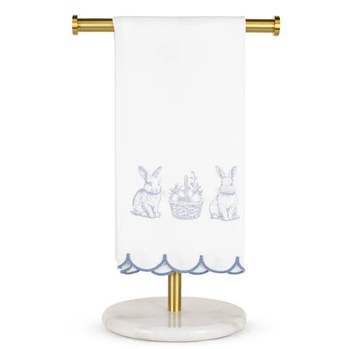 Morgan Bunny Trellis Hand Towels White/Green/Blue 20x28