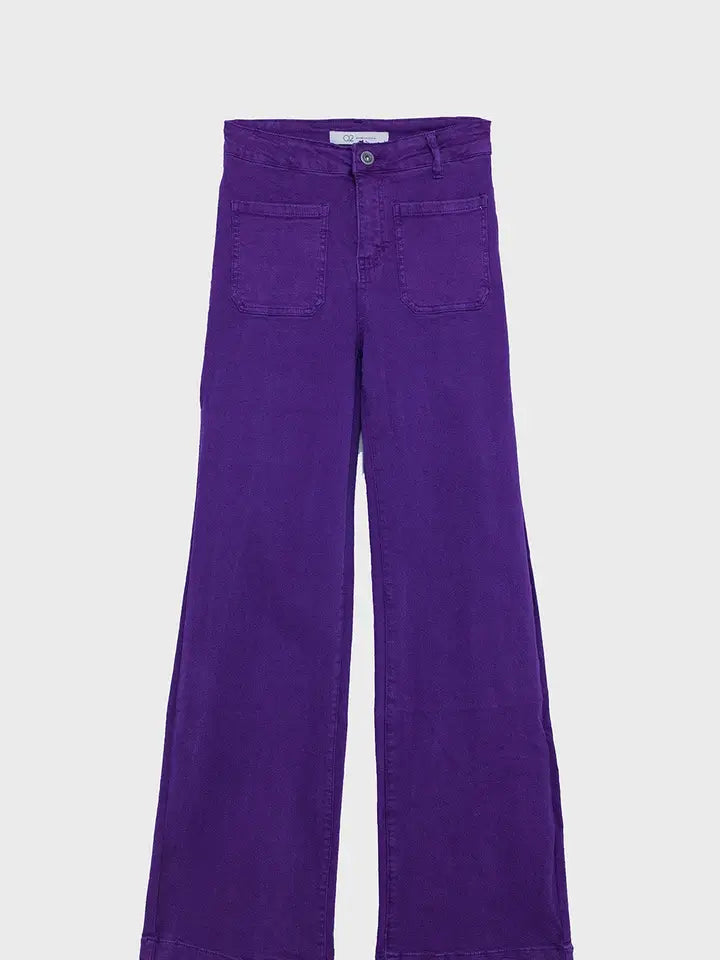Purple Flair Jeans with Large Front Pockets - The Season Boutique