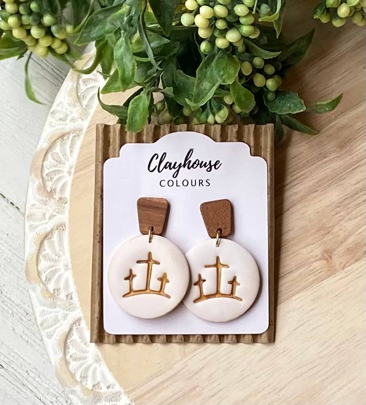 Religious Earrings : Cross with Heart