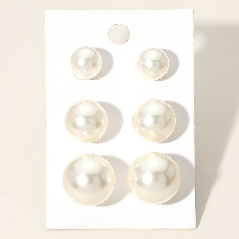 3pc Pearl Stud Earring Set - The Season Boutique