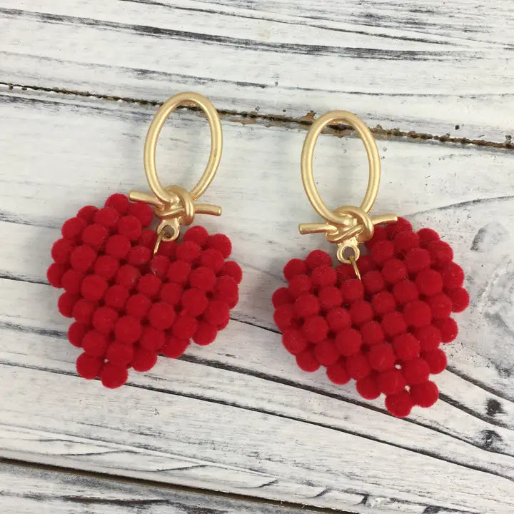 Fluffy Heart Earrings - The Season Boutique