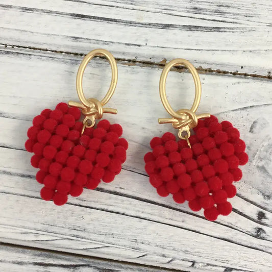 Fluffy Heart Earrings - The Season Boutique