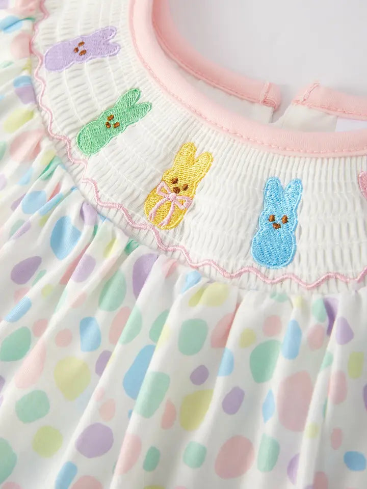 Easter Smocking Embroidery Colorful Dress