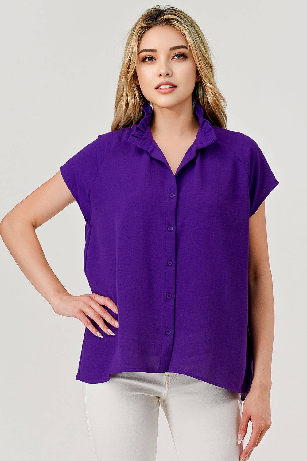 Lila Button Short Sleeve GameDay Top