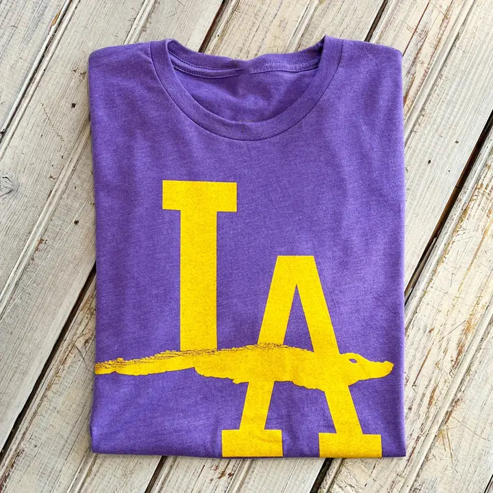 La Gator Tee- Tri Purple/Gold