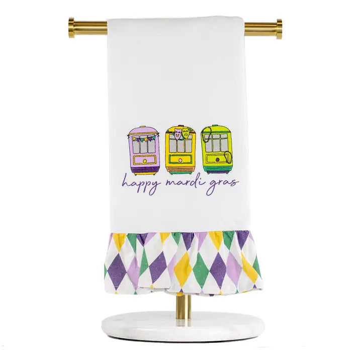 Streetcar Ruffle Hand Towel White/Multi 20x28