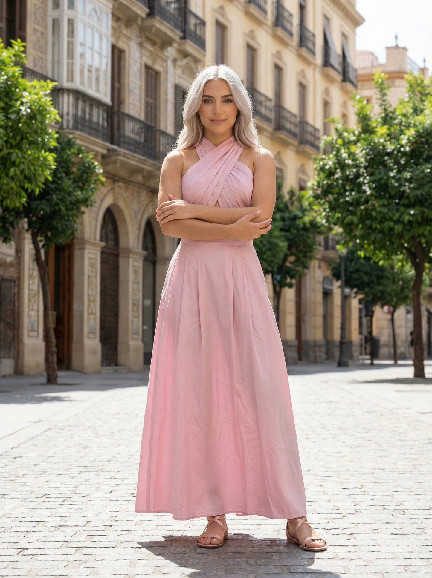 Cross Halter Cut-Out Midi Dress - The Season Boutique