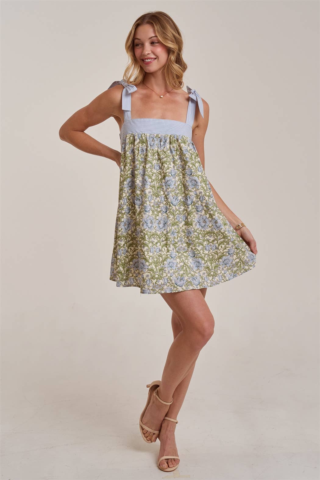 FLORAL BABYDOLL A LINE MINI DRESS - The Season Boutique