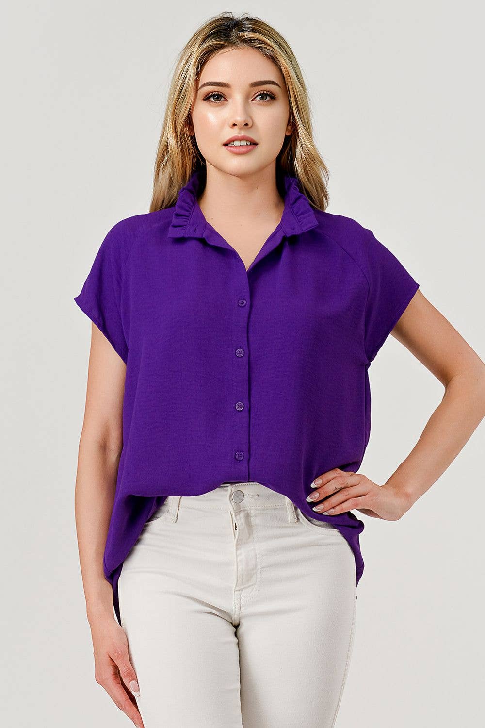 Lila Button Short Sleeve GameDay Top
