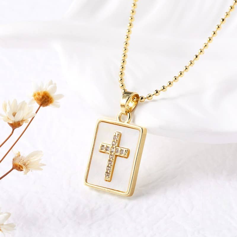 RHINESTONE PENDANT NECKLACE CROSS