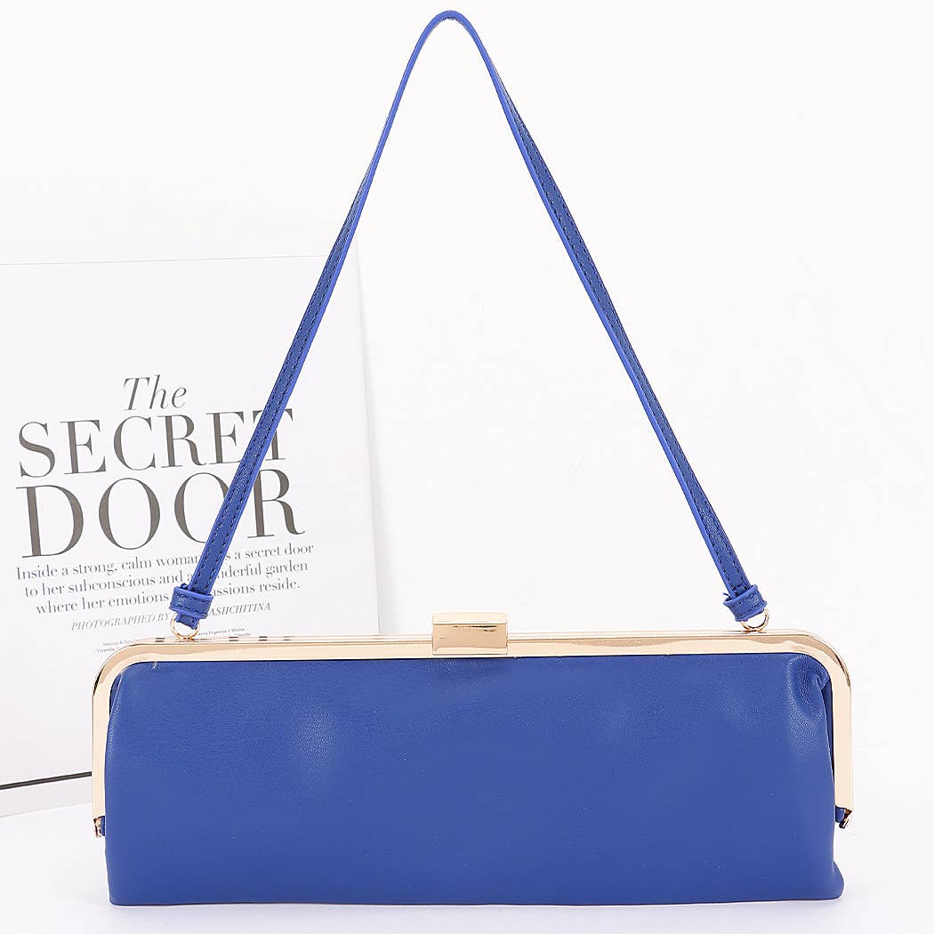 Faux Leather Frame Clutch