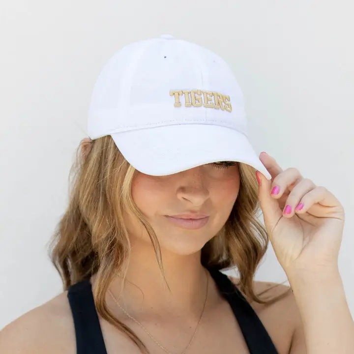 Tigers Baseball Hat White/Gold One Size