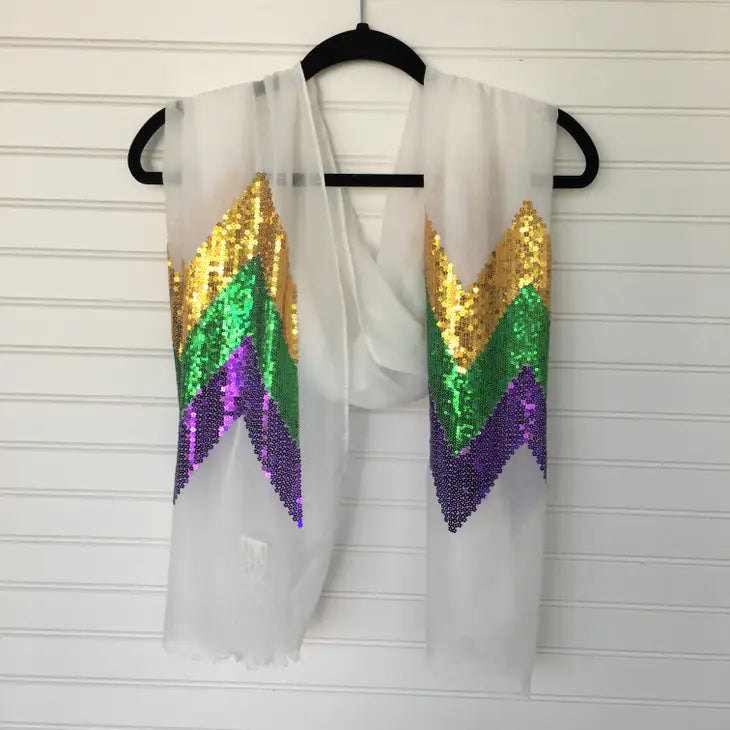 Mardi Gras Chevron Sequin Scarf