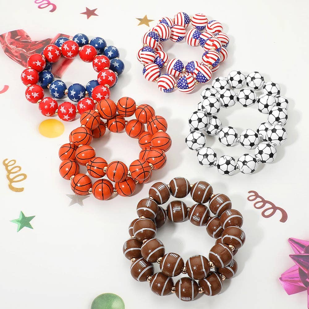 2pc USA Flag Beaded Stretch Bracelet - The Season Boutique