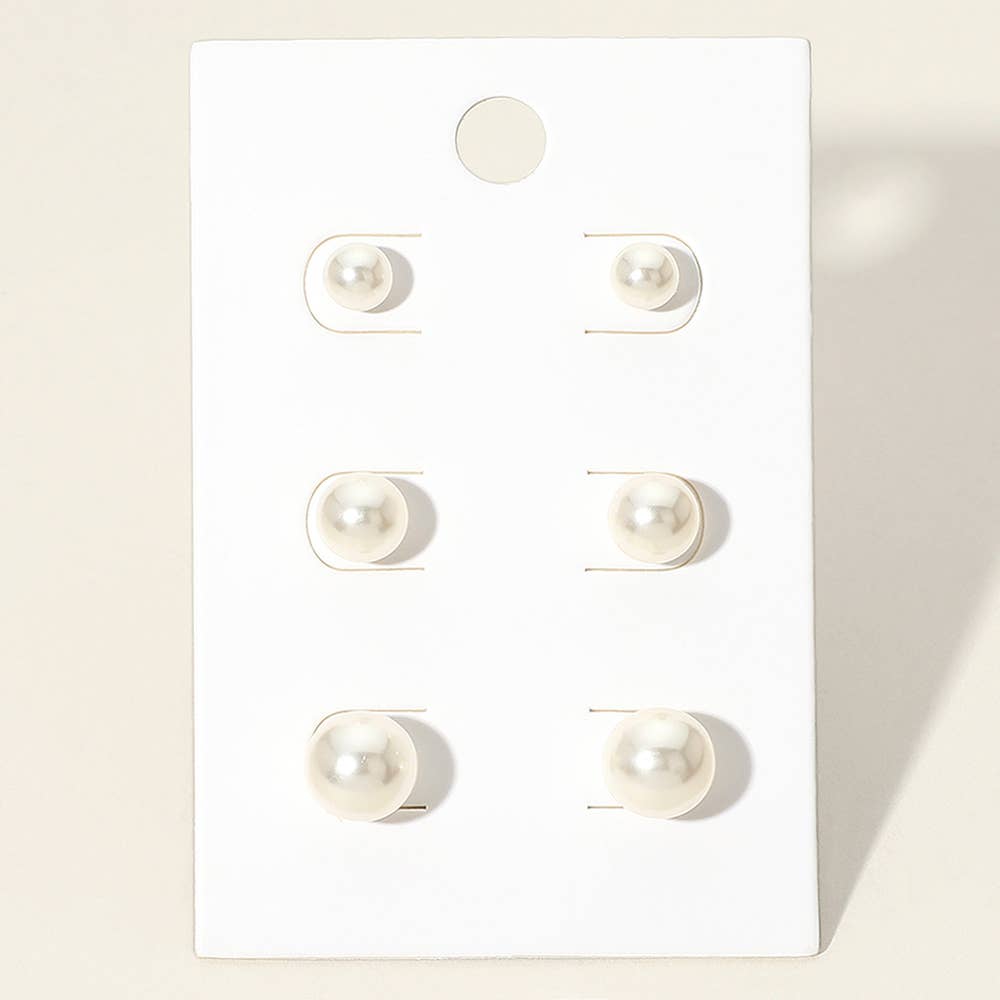 3pc Pearl Stud Earring Set - The Season Boutique