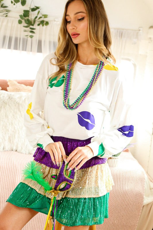 White Mardi Gras Lips