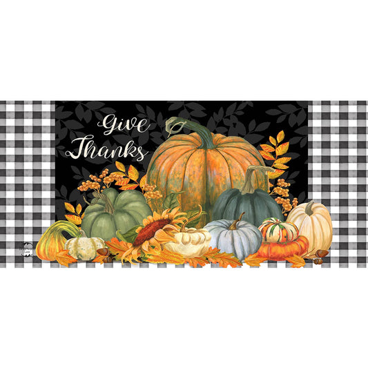 Checkered Give Thanks Mini Mat