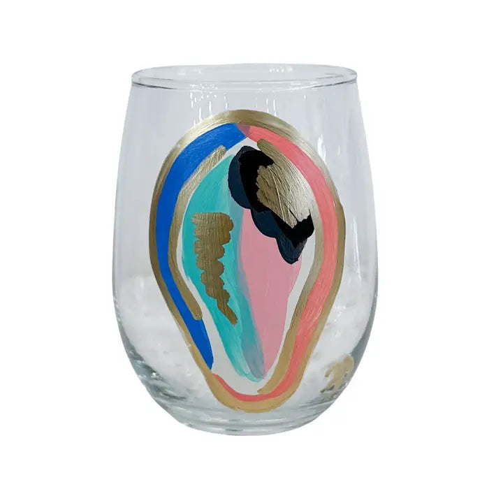 Shell-Y Oyster Hand-Painted Wine Glasses