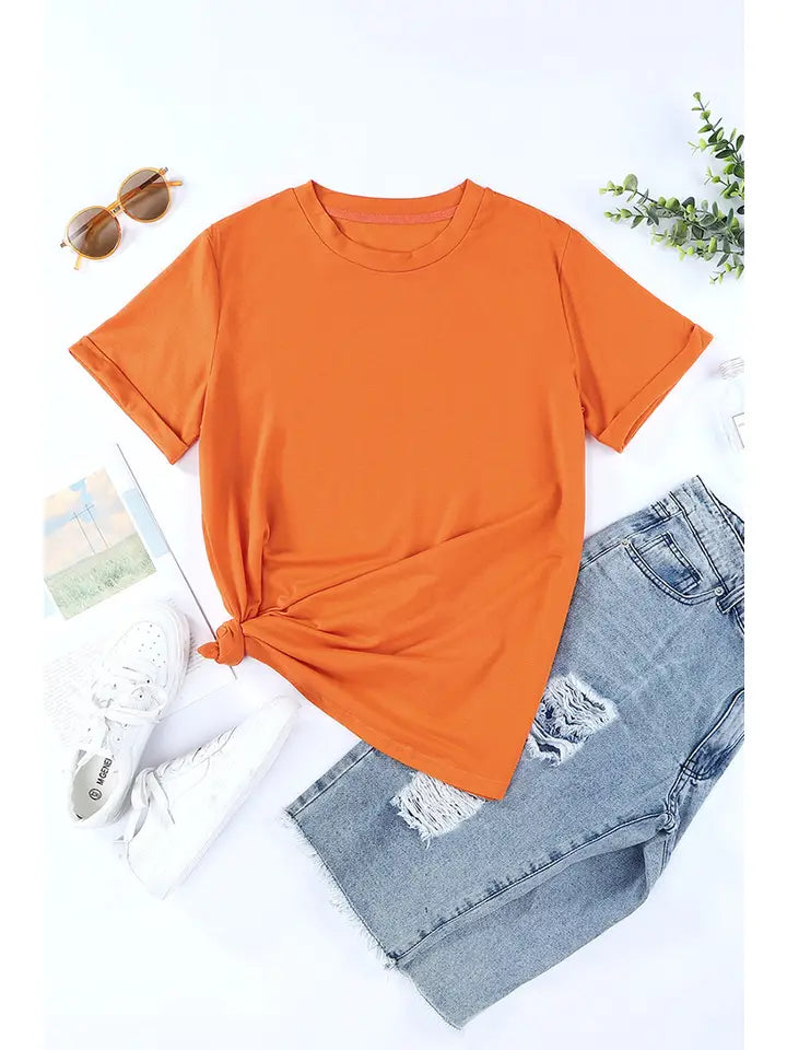 Solid Color Crew Neck Tee