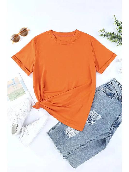 Solid Color Crew Neck Tee