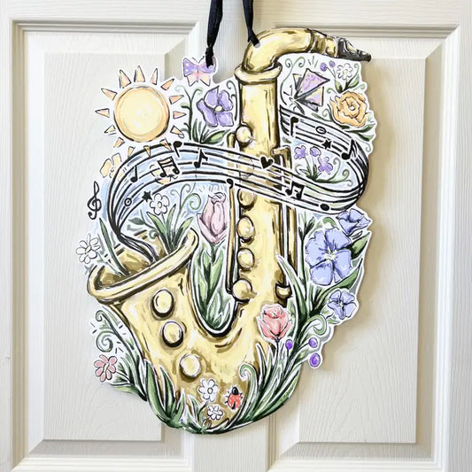 Spring Saxophone Door Hanger-New Orleans Festival Decor