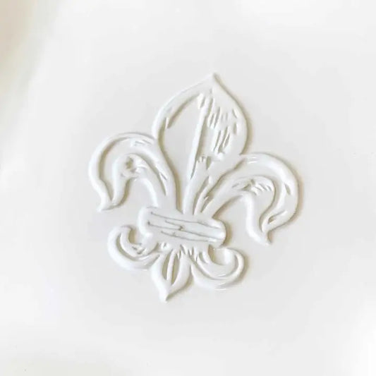 Fleur De Lis Embossed Platter White 11.5x11.5