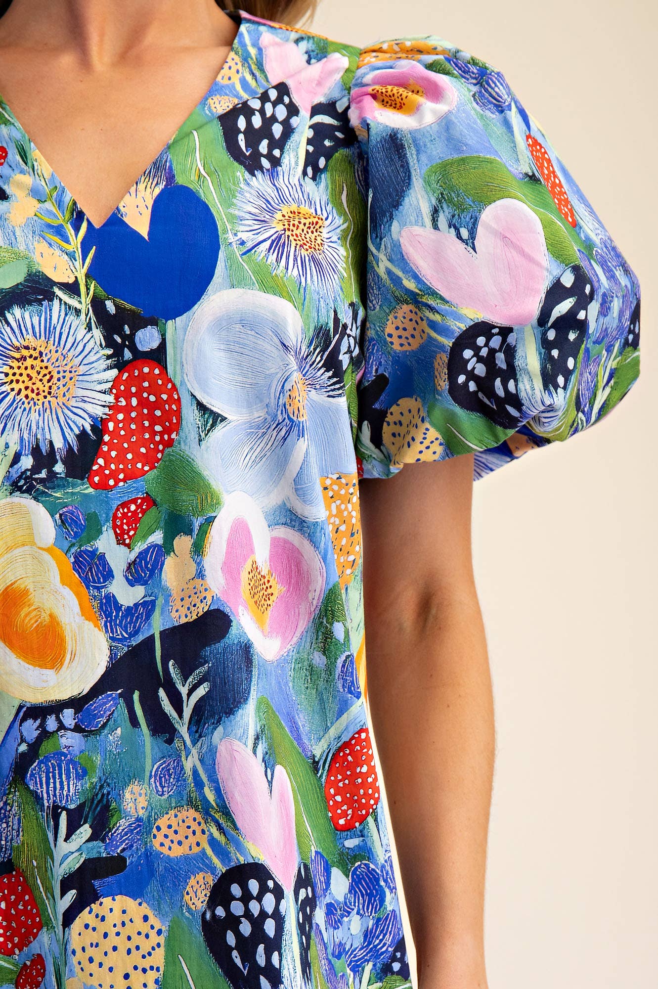 Balloon Sleeve Floral Printed Mini Dress - The Season Boutique