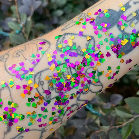 Mardi Gras Heart Face and Body Glitter