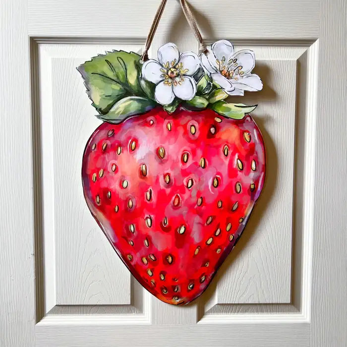 Strawberry Door Hanger Cute Spring Outdoor Fruit Decor - The Season Boutique