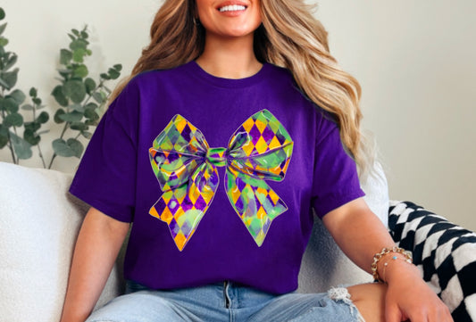 Mardi Gras Coquette Bow Graphic Tee