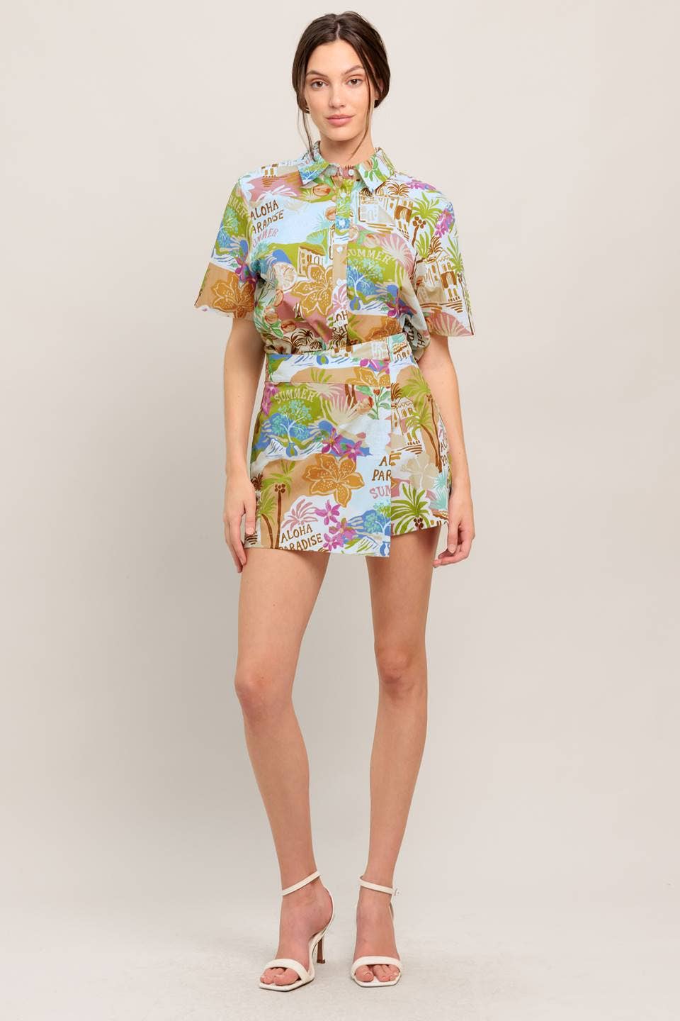 A printed woven skort - The Season Boutique