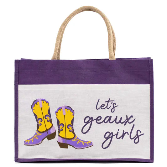 Let's Geaux Girls Juco Pocket Tote Purple/Yellow 19x14x7.5