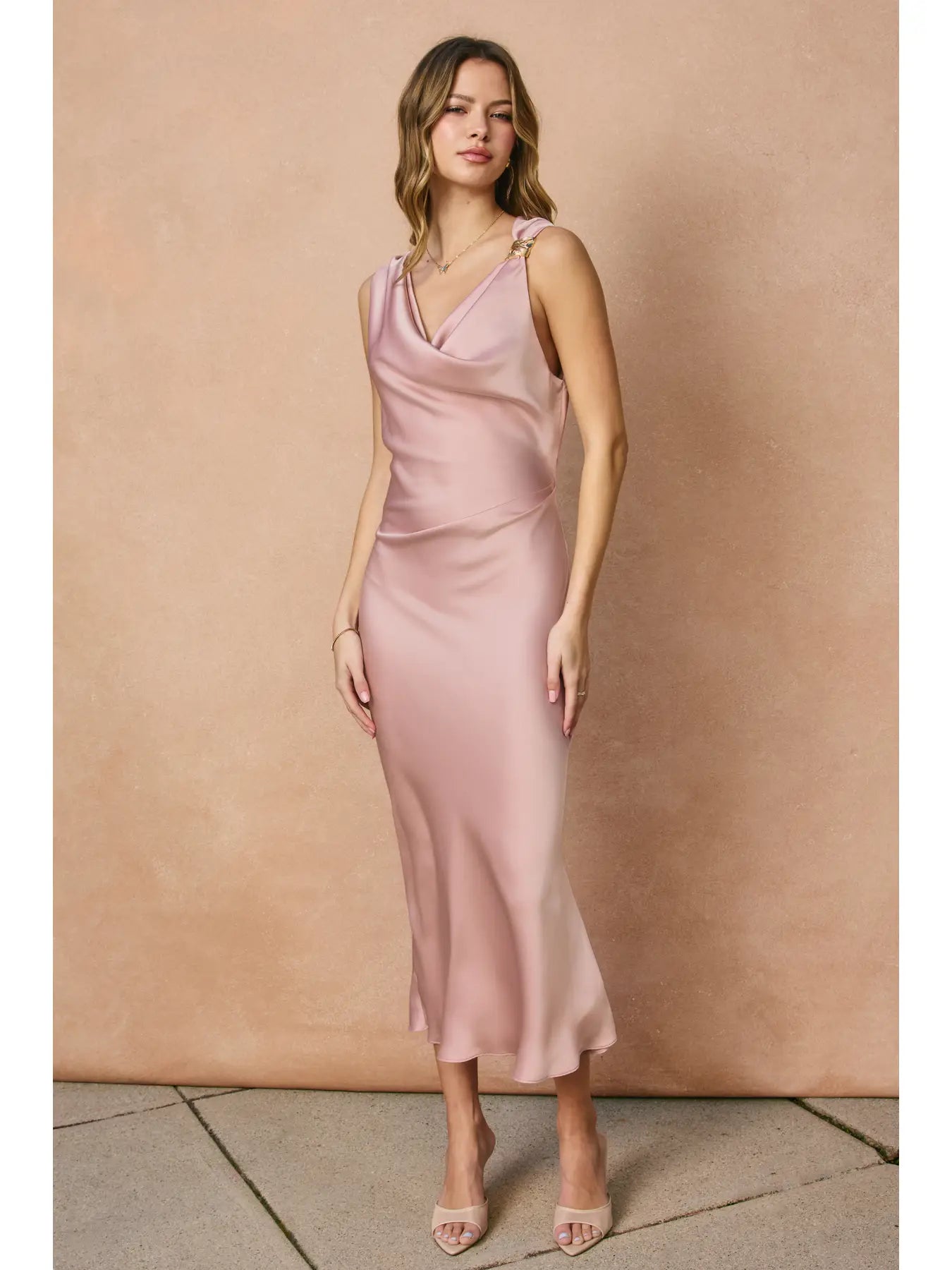 Off the Shoulder Ruched Midi Dress - The Season Boutique