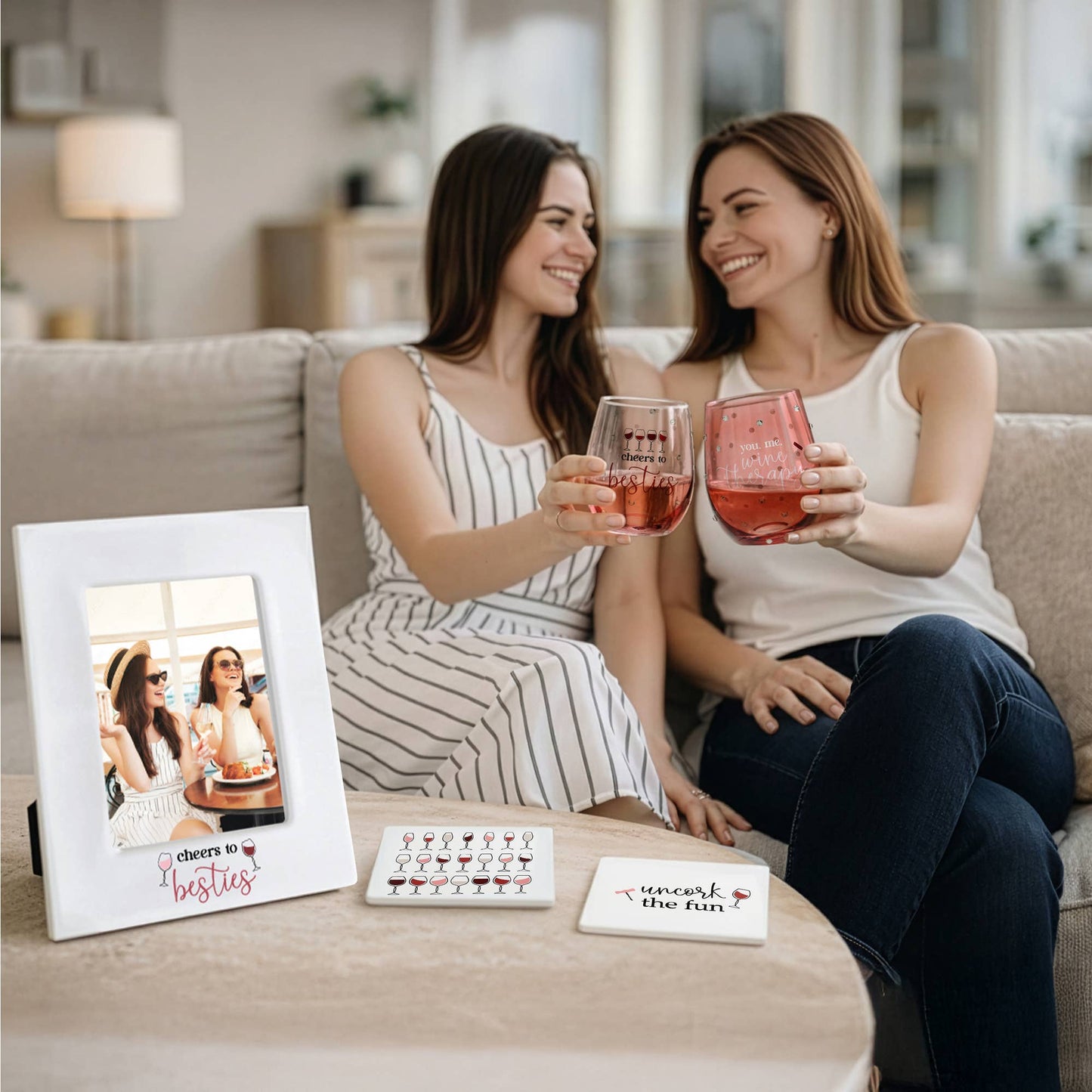 Gift Boxed Besties Stemless Wine Glass - The Season Boutique