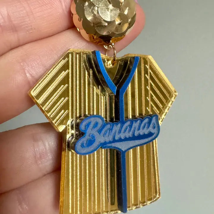 Bananas Acrylic Baseball Jersey Earrings - The Season Boutique