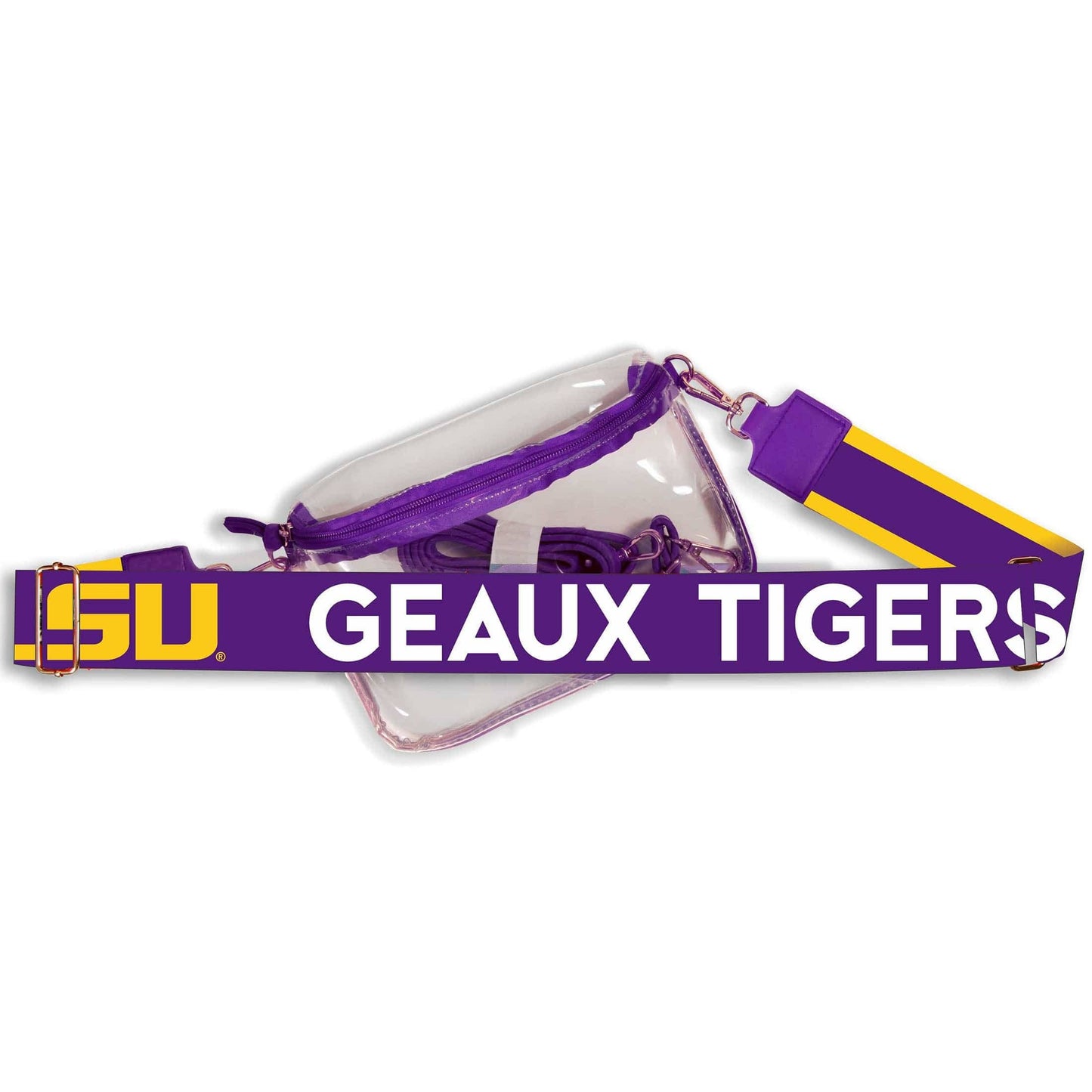 LSU Hailey Clear Sling Bag with Logo Strap