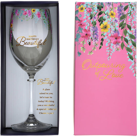 Gift Boxed Happy Birthday Crystal Wine Glass - The Season Boutique