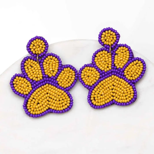 Paw Print Beaded Earrings