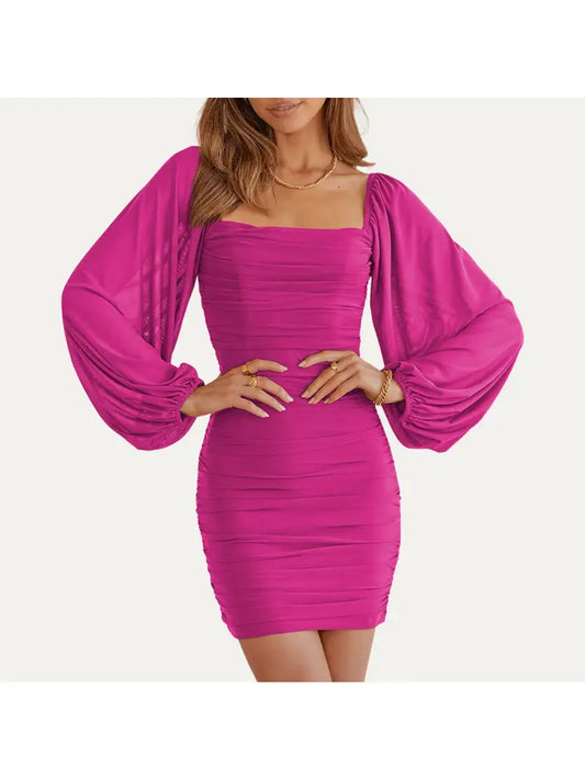 Balloon Sleeve Mini Dress