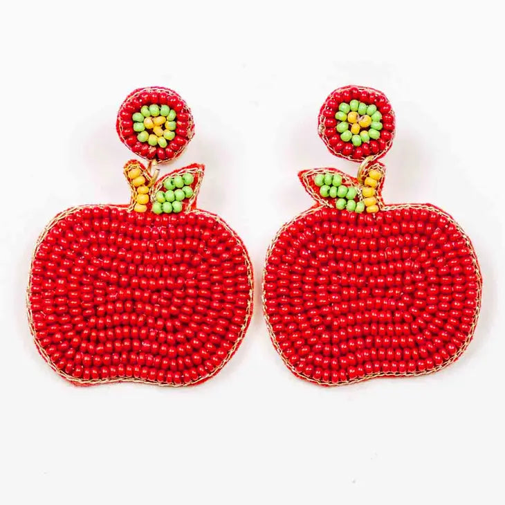 Beaded Apple Earrings