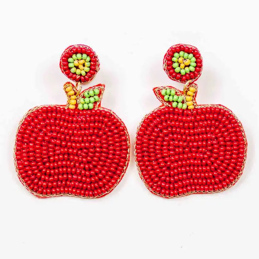 Beaded Apple Earrings