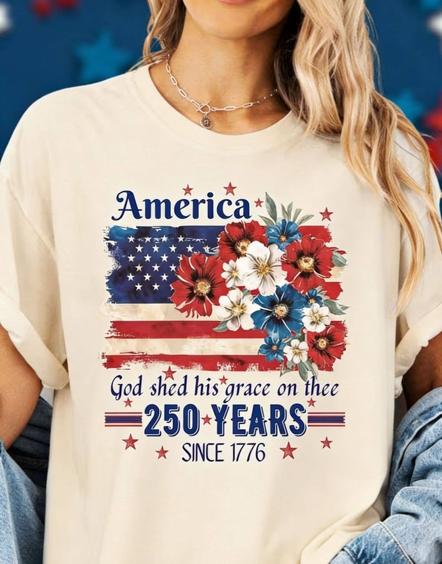250th Floral Flag Cotton Tee