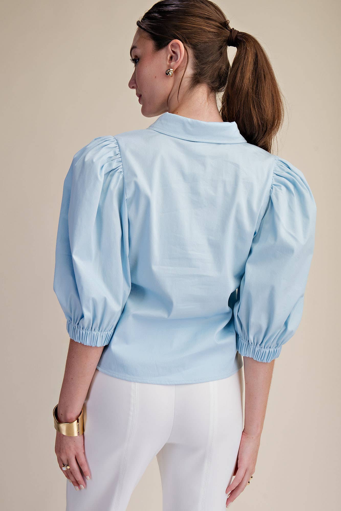 Puff Sleeve Button Down Top