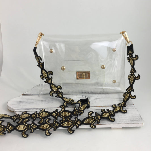 fleur de lis purse strap & clear purse