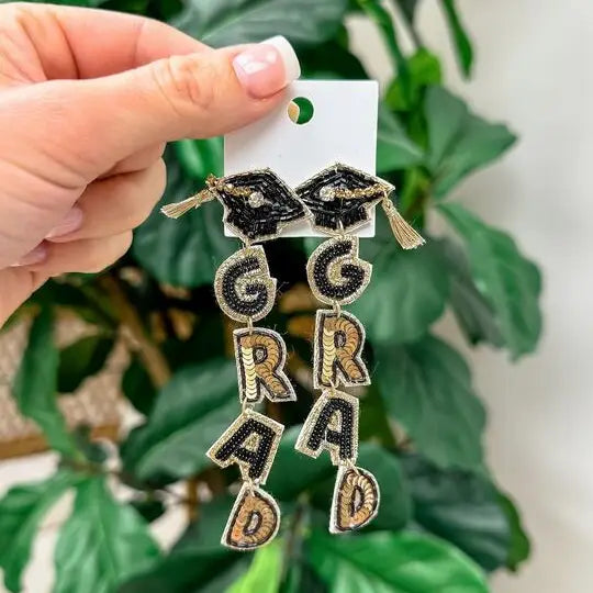 Beaded 'grad' Dangle Earrings