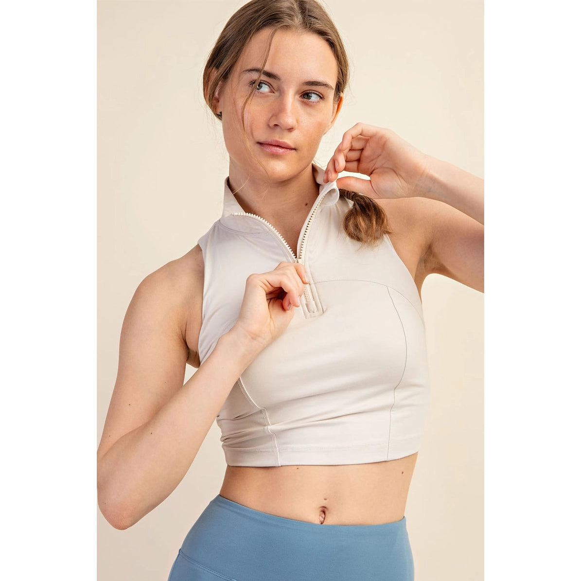 Butter Cropped Half Zip Top